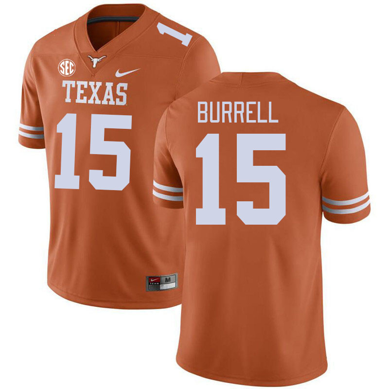 Texas Longhorns #15 S'Maje Burrell SEC Conference College Football Jerseys Stitched Sale-Orange